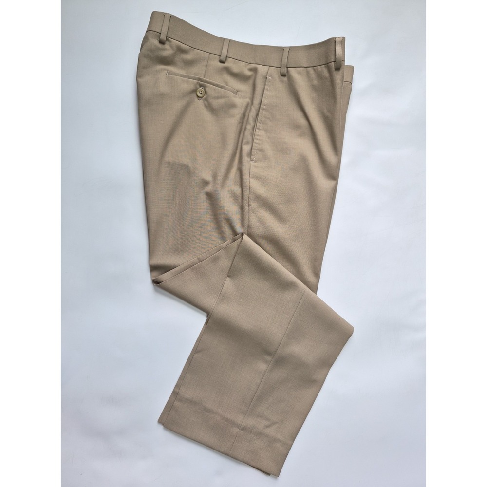 Lauren Ralph Lauren Men's Flat Front Wool Dress Pants 36x29 Tan